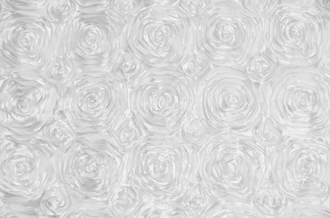 White Rosette Satin Fabric