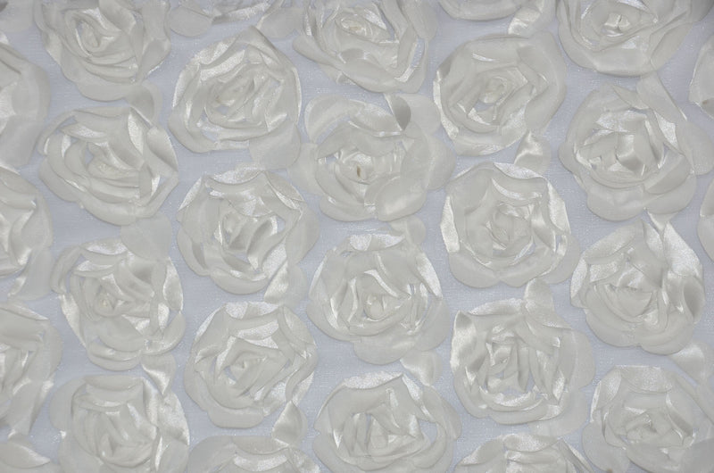 0128 IVORY - ROSETTE SATIN BORDEAUX