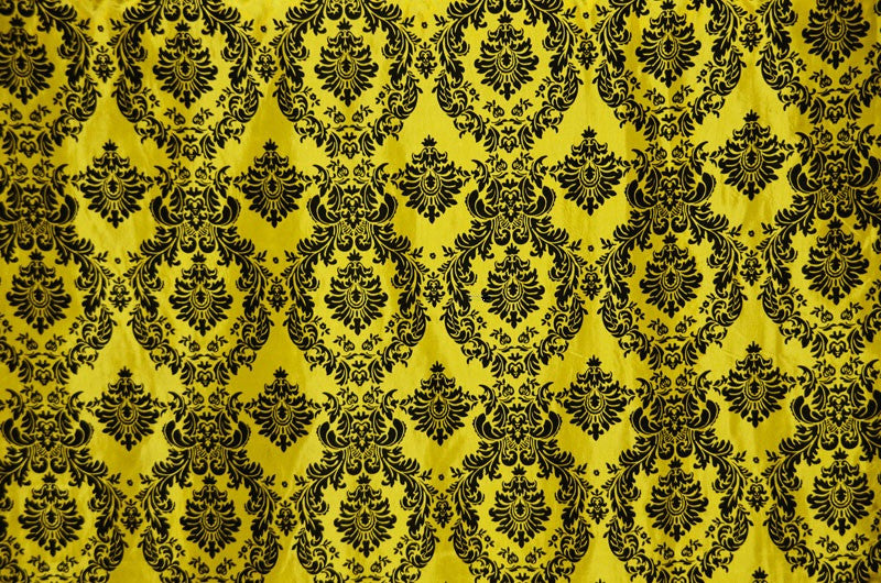 0426 YELLOW - DAMASK FLOCKING TAFFETA – Fabrictopia Wholesale & Retail ...