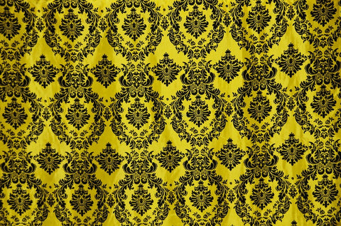 Yellow Damask Flocking Taffeta Fabric