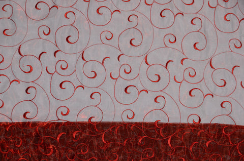Burgundy Swirl Organza Fabric